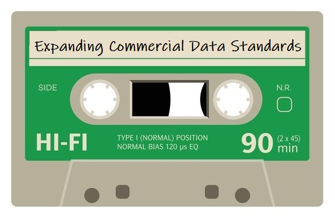 "Expanding Commercial Data Standards" - blog cassette graphic
