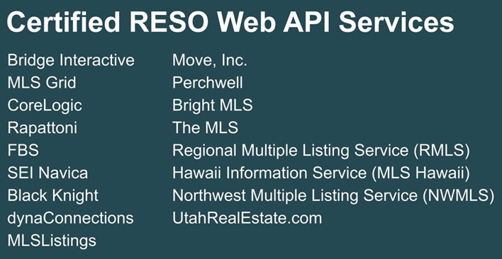 Certified RESO Web API Services