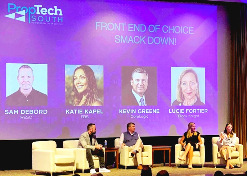 PropTech South stage with Sam DeBord, Kevin Greene, Lucie Fortier and Katie Kapel.
