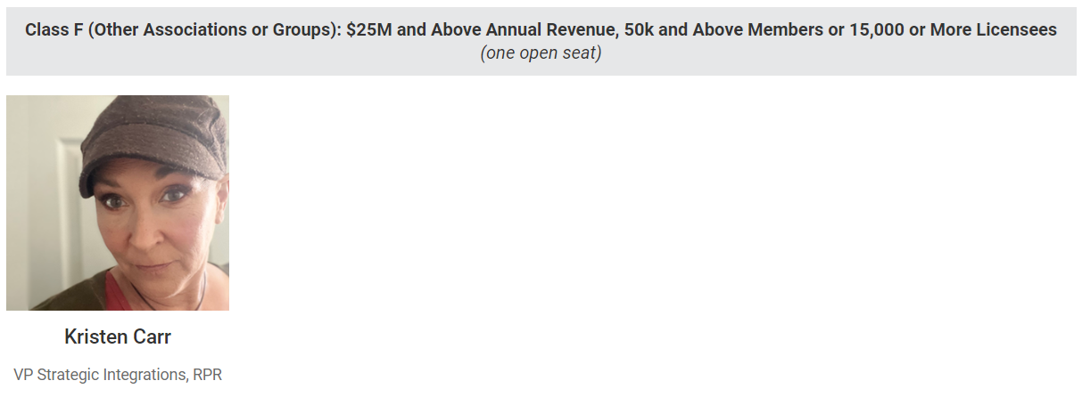 RESO 2024 Board of Directors Nominees - Class F: $25M+ Annual Revenue, 50K+ Members or 15K+ Licencees