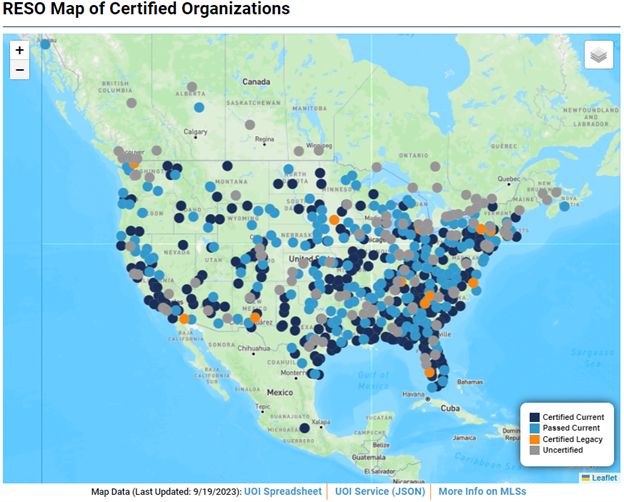 RESO Map of Certified Organizations