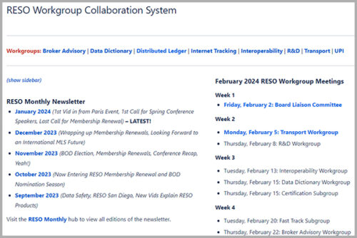 RESO Workgroup Collaboration System